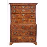 A George III oak and walnut chest on chest , circa 1780  A George III oak and walnut chest on chest