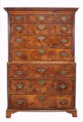 A George III oak and walnut chest on chest , circa 1780  A George III oak and walnut chest on chest