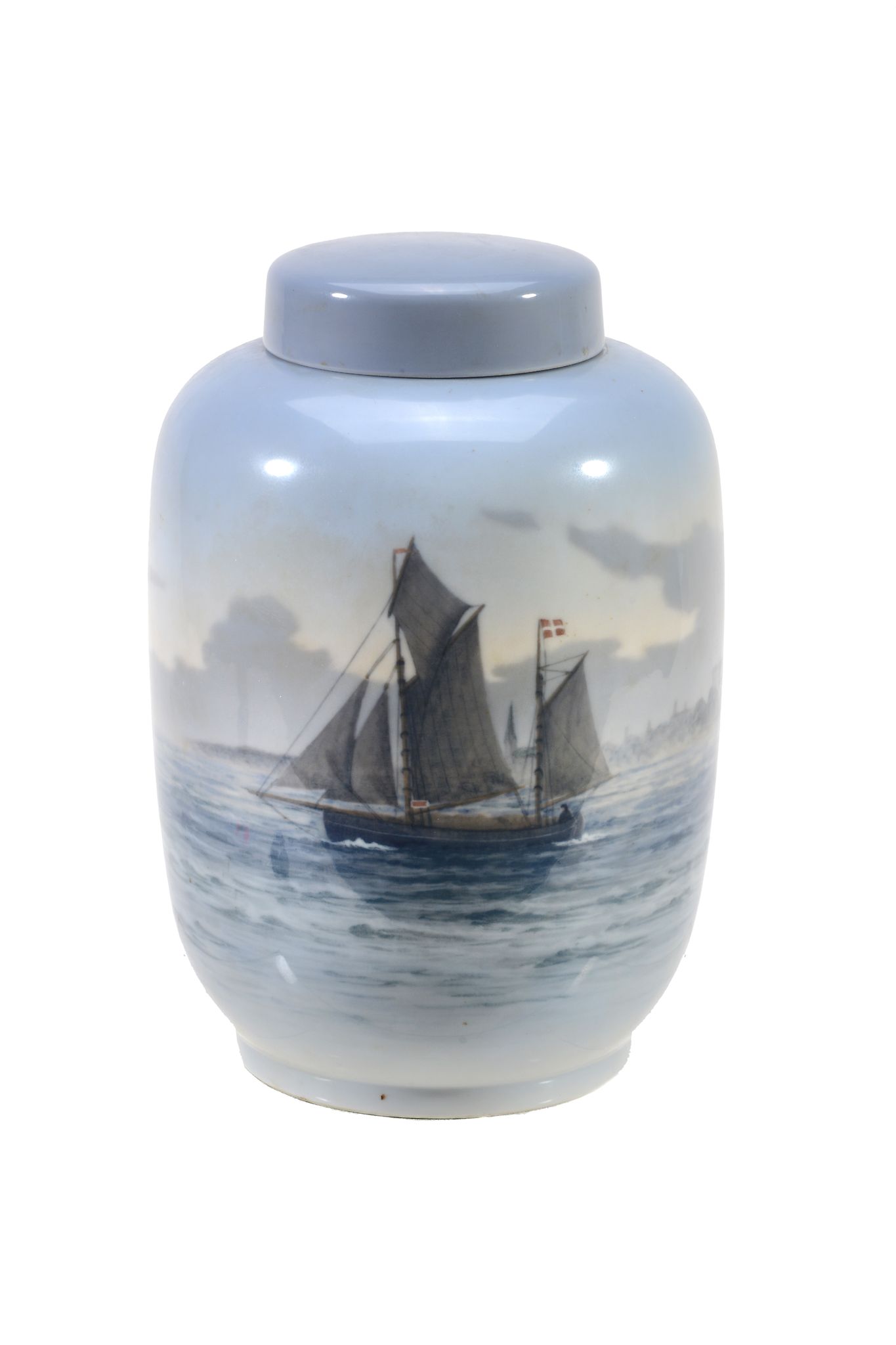 A Royal Copenhagen porcelain shaped cylindrical jar and cover, mid 20th century  A Royal