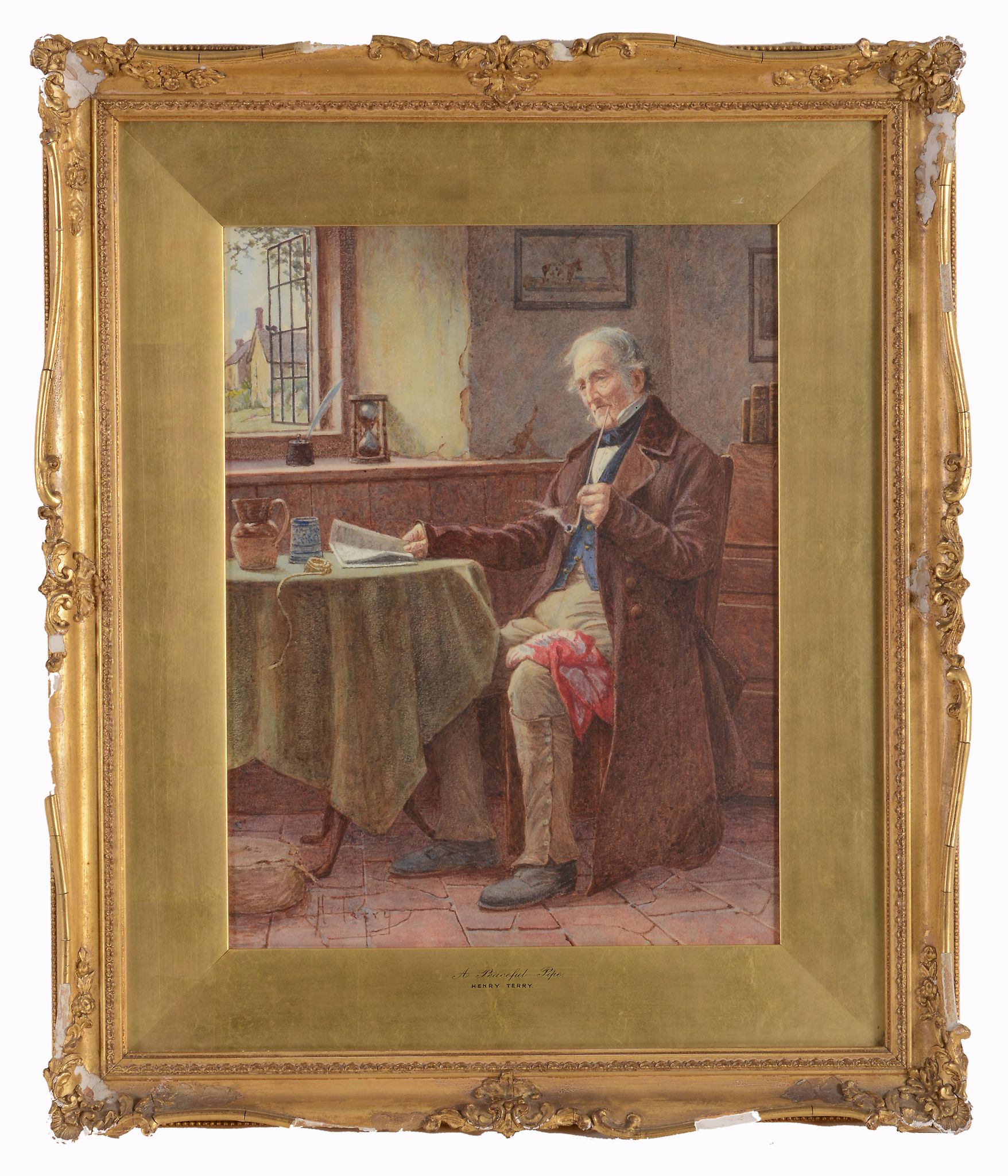 Henry John Terry (1818-1880) - The Peaceful Pipe Watercolour on wove paper Signed lower left 40 x 31 - Image 3 of 3