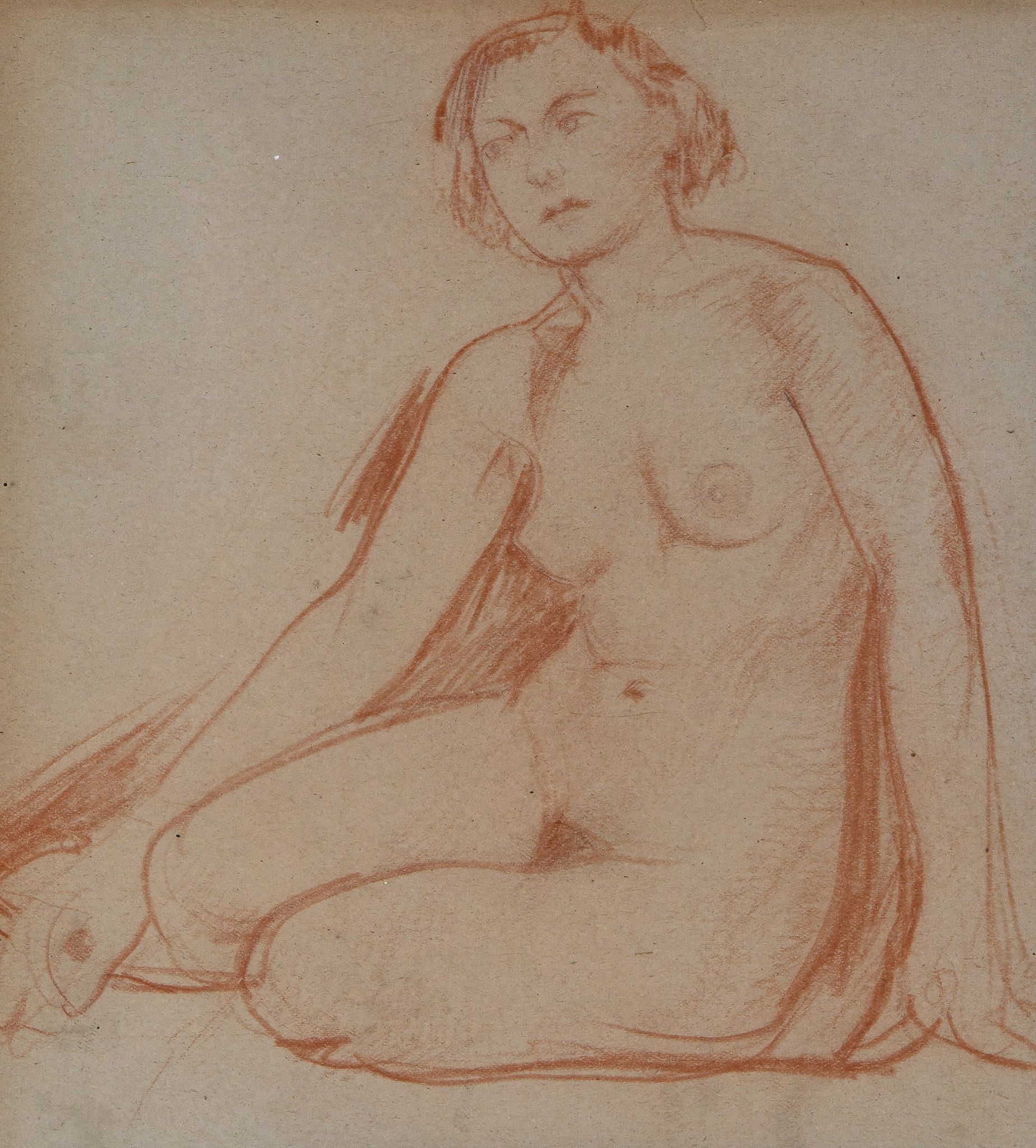 Edward Woore (1880-1960) - A group of four studies of seated and reclining female nudes  red and - Image 2 of 4
