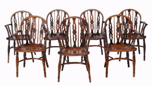 -108 A set of six George III elm and yew chairs, circa 1780 -108 A set of six George III elm and yew