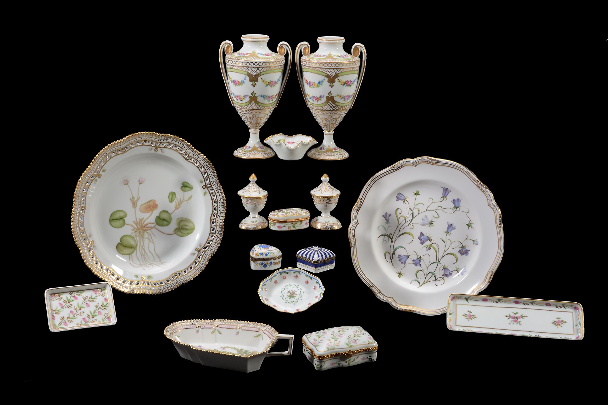 Four items of modern Royal Copenhagen Flora Danica porcelain, comprising  Four items of modern Royal
