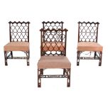 A set of four mahogany chairs, in George III style, second half 19th century  A set of four mahogany