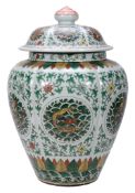 A large Chinese Famille Verte vase and cover, late 19th / 20th century  A large Chinese  Famille