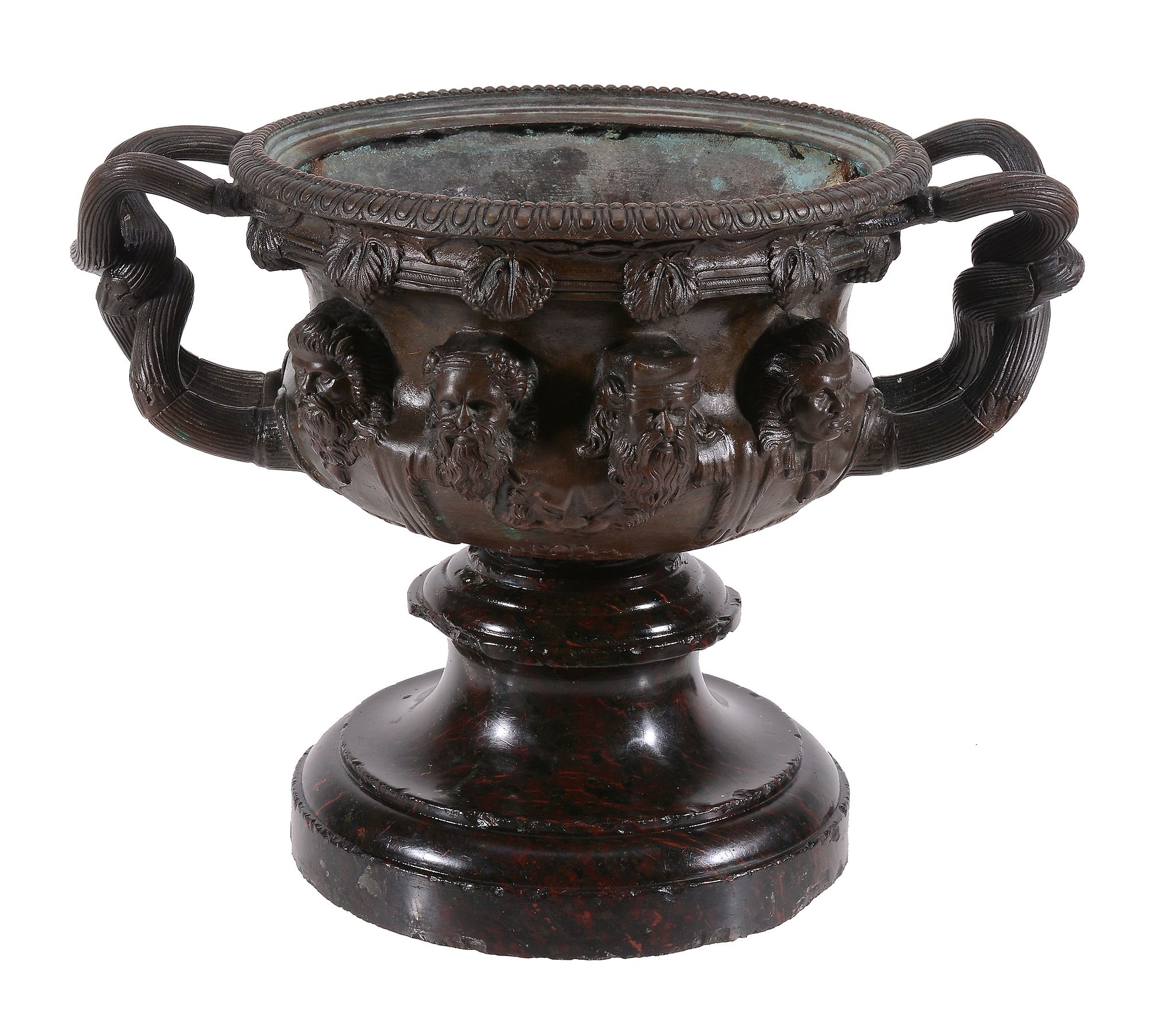 A Continental bronze and marmo rosso antico mounted model of the Albani Vase  A Continental bronze