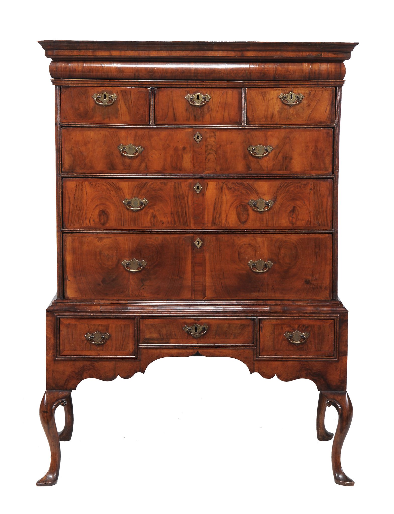 -108 A George II walnut chest on stand, circa 1740 -108  A George II walnut chest on stand,