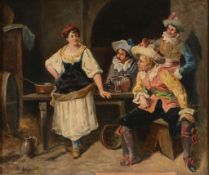 A. Appert (late 19th century) - In the tavern Oil on canvas Signed lower left 51 x 61 cm. (20 x 24