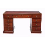 A mahogany twin pedestal partner's desk , second quarter 19th century  A mahogany twin pedestal