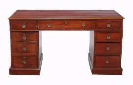 A mahogany twin pedestal partner's desk , second quarter 19th century  A mahogany twin pedestal