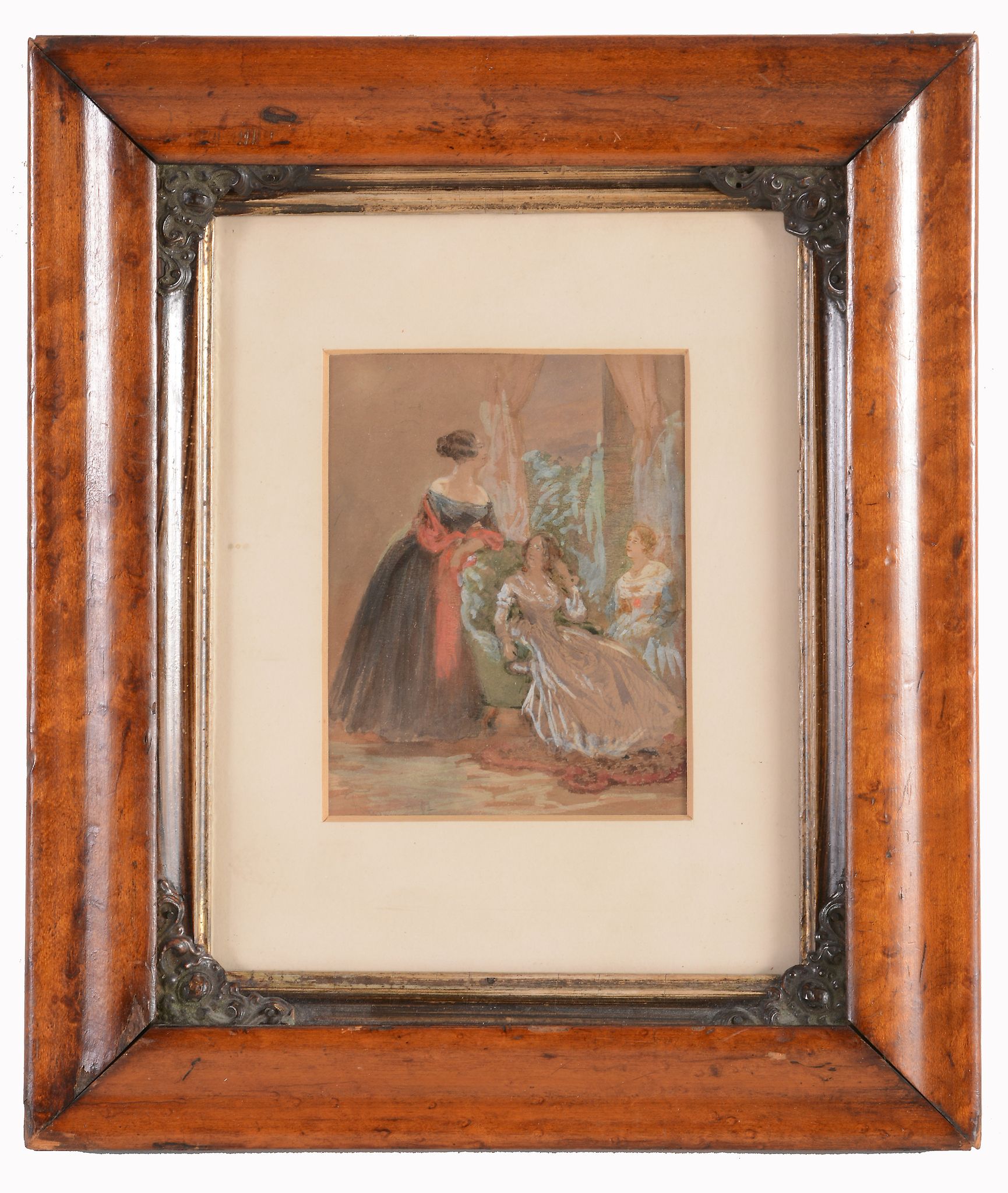 Franz Alt (1821-1914) - Three ladies in an interior Watercolour 13.5 x 10.5 cm. (5 x 4 1/4 in) - Image 3 of 3