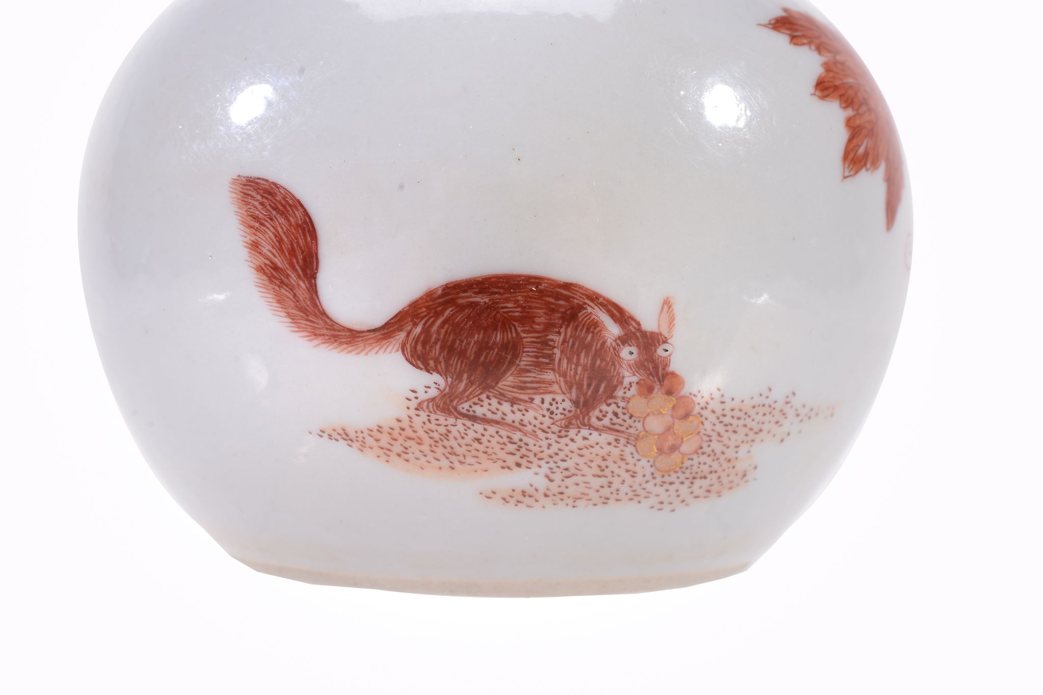 A Chinese double gourd vase , painted in iron-red and gilt with a squirrel...  A Chinese double - Image 2 of 2