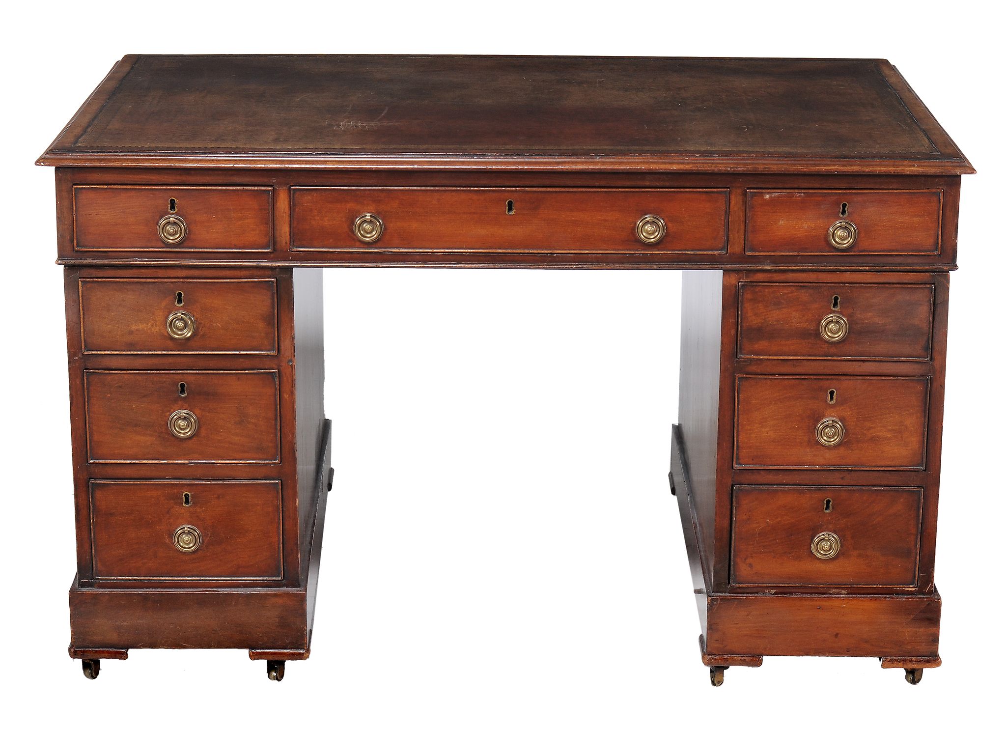 A Victorian mahogany twin pedestal partner's desk , mid 19th century  A Victorian mahogany twin