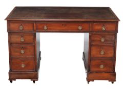 A Victorian mahogany twin pedestal partner's desk , mid 19th century  A Victorian mahogany twin