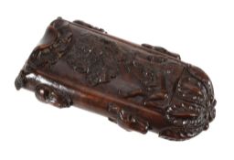A French carved and stained treen box, late 17th /early 18th century  A French carved and stained