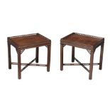 A pair of mahogany silver tables in George III style, 20th century  A pair of mahogany silver tables