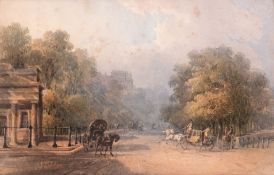 English School (19th century) - View from Hyde Park Corner Lodge Watercolour, over graphite,