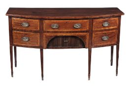 A George III cross-banded mahogany bowfront sideboard , circa 1800  A George III cross-banded