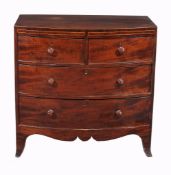 A late Regency mahogany bow front chest of drawers, circa 1820  A late Regency mahogany bow front