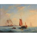 Circle of Frederick Calvert (1793-1852) - Sailing ships off the English coast Oil on canvas 74 x