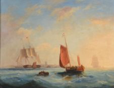 Circle of Frederick Calvert (1793-1852) - Sailing ships off the English coast Oil on canvas 74 x