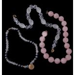 A hematite and rock crystal bead necklace  A hematite and rock crystal bead necklace,   with a