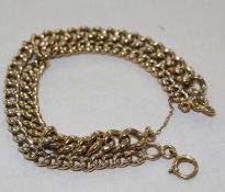 A 9ct gold double curb link bracelet, 12.2g approx.