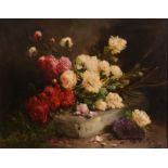 Jos Klaas (Belgium, 1857-1927)  Still life of flowers in a vase  Oil on canvas  Signed lower right