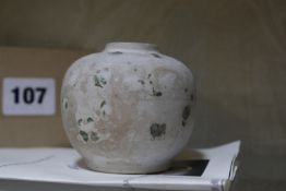 A Hoi An hoard shipwrecked salvaged enamel vase with certificate of authenticity, c.1450 AD, 6.5cm
