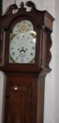 A 19th Century oak and inlaid longcase clock, with a painted dial and subsidiary dial, Ja F.