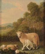 Follower of Thomas Sidney Cooper  Herd of sheep resting  Oil on board  Unsigned  17.5cm x 15cm