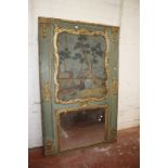 A French 19th century Trumeau with a painted on canvas romantic pastoral scene.113cm wide x 178cm.