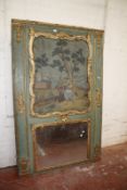 A French 19th century Trumeau with a painted on canvas romantic pastoral scene.113cm wide x 178cm.