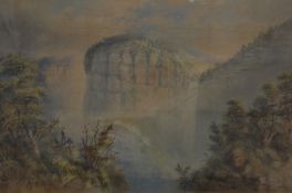 William Henry Raworth (Australian 1820-1905)  Wallaman Falls (?)   Watercolour   Signed lower left