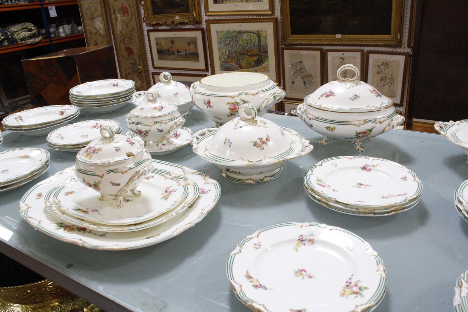 A Coalport part dinner service, floral spray decorated, comprising of tureens, serving dishes, - Image 2 of 2