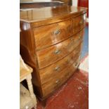 A late George III mahogany bowfront chest with two short and three long drawers 106cm wide