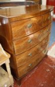 A late George III mahogany bowfront chest with two short and three long drawers 106cm wide