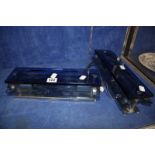 A pair of 20th Century blue glass wall lights, 31cm wide approx. (Sold as parts)