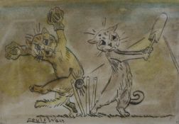 A follower of  Louis Wain (1860-1939)  Cats  Ink and wash  Signed lower left Louis Wain   17.5cm x
