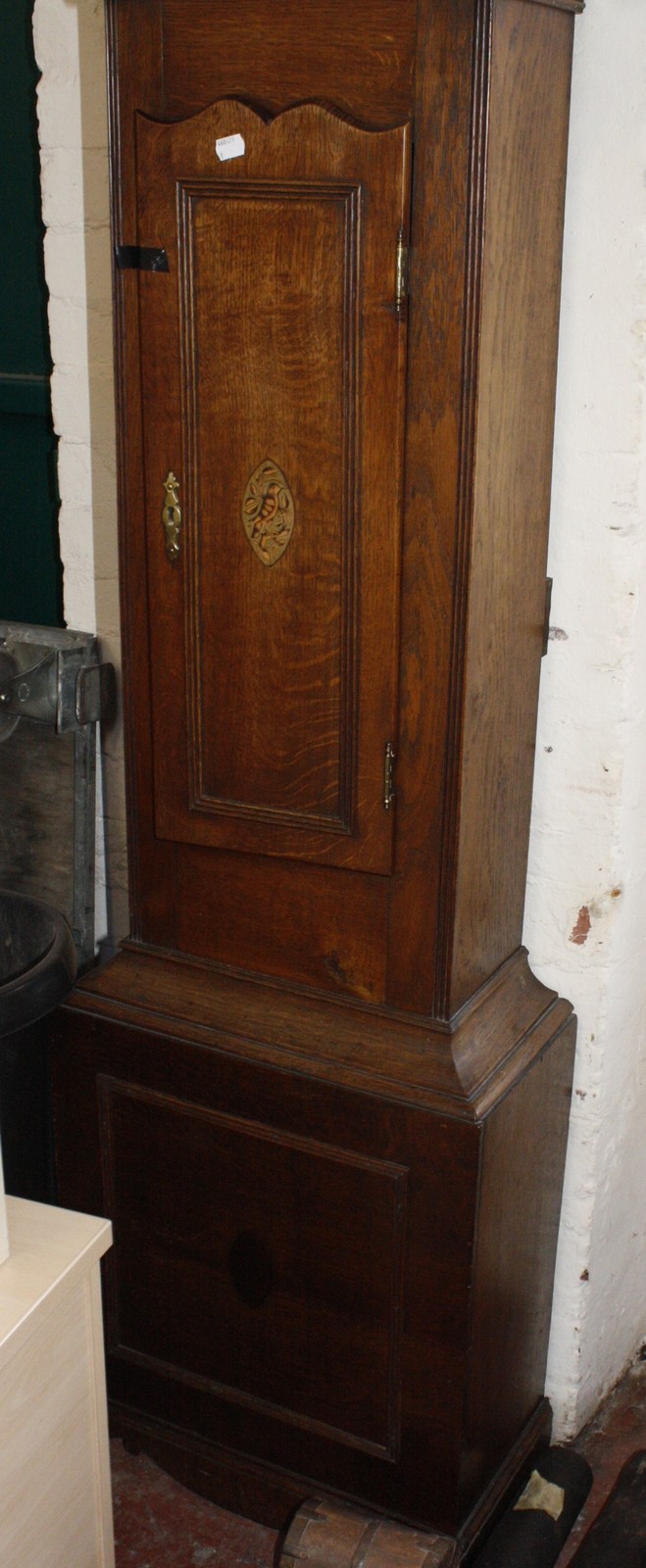 A 19th Century oak and inlaid longcase clock, with a painted dial and subsidiary dial, Ja F. - Image 2 of 3