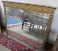 A Victorian rectangular gilded overmantel mirror 99cm high, 125cm wide