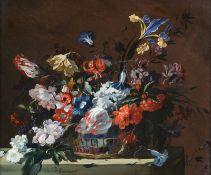 Frederik Victor van Bloemart (20th Century)  Still life of flowers  Oil on canvas  Signed lower left