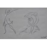 English School (Early 20th Century)   Abstract dancers  Pencil drawing  Signed Laura Knight lower