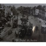 Two reproduction photographs of Bristol 'Old Market St.' and the harbour and an etching of 'Steep