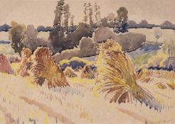 Claude Flight (1881-1955)  The harvest  Watercolour   Signed lower right  37cm x 51cm