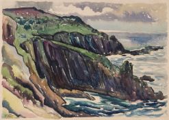 Claude Flight (1881-1955)  Seacliffs  Watercolour  Signed lower left  35.5cm x 48cm