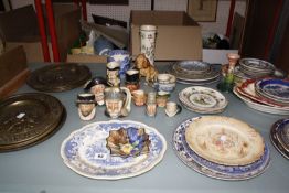 A collection of assorted china plates, to include Derby, Grainger & Co, Coalport and others, a