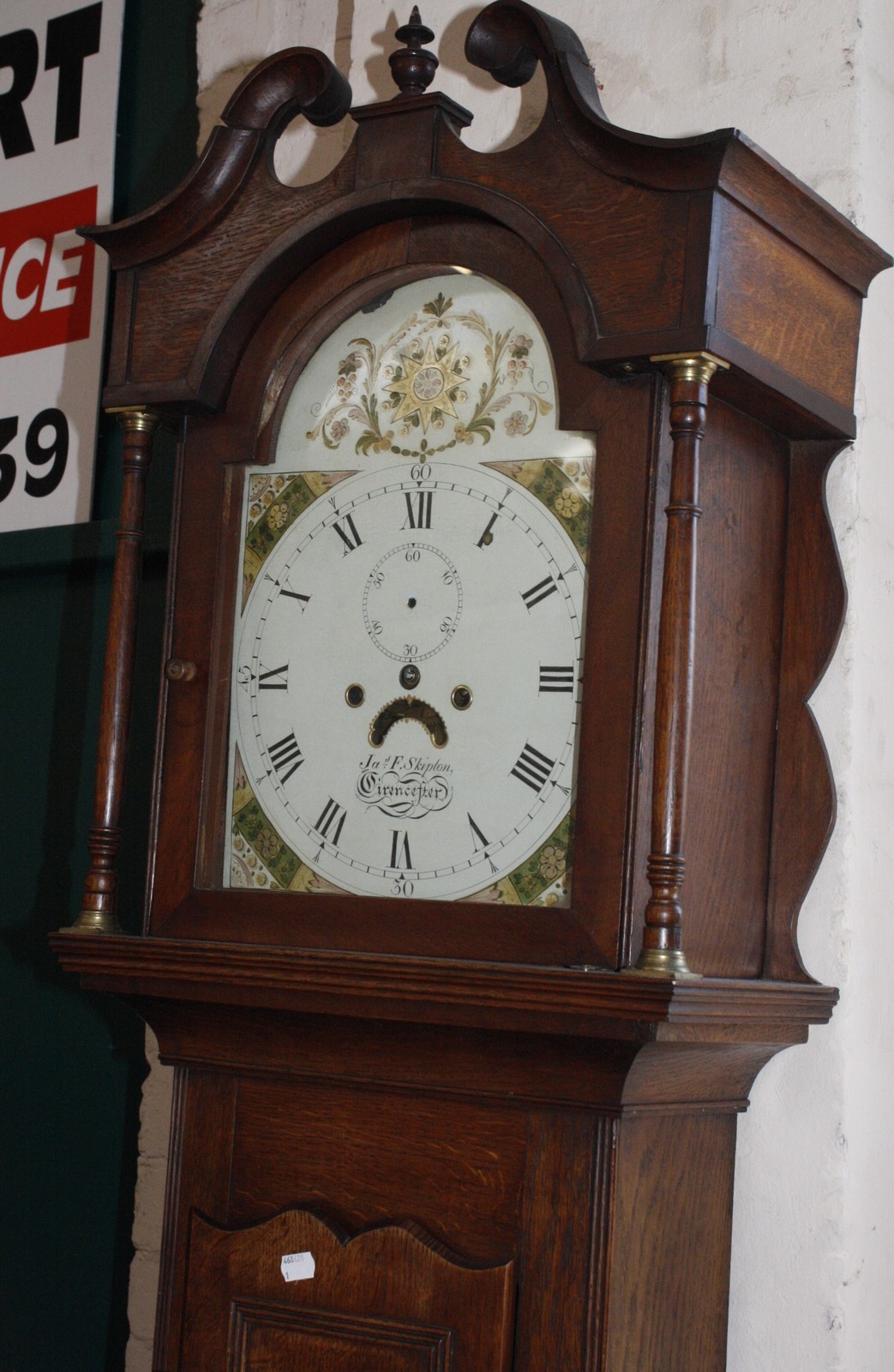 A 19th Century oak and inlaid longcase clock, with a painted dial and subsidiary dial, Ja F. - Image 3 of 3