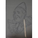 English School (Early 20th Century)  Portrait of a clown  Pencil drawing  Signed lower left Laura