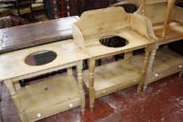 Three pine washstands and a stool  Best Bid